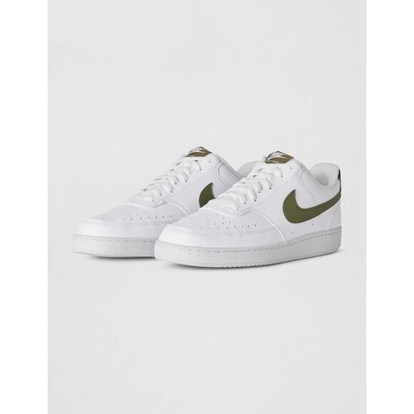 Nike Men Court Vision Low Next Nature Sneakers Casual Lace Up Shoes-White/Olive - Picture 5 of 7